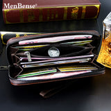 Men's Long Buckle Embossed Trifold Wallet Business