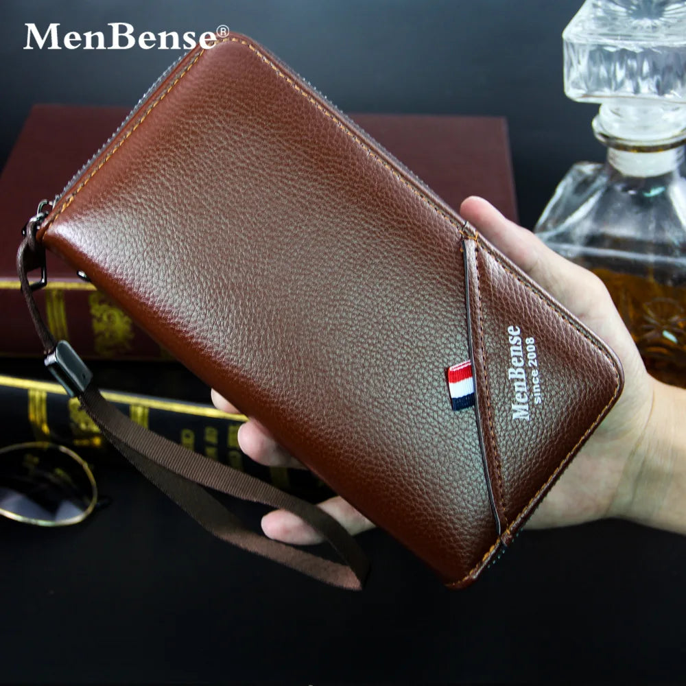 Men's Long Buckle Embossed Multi-Card Trifold Wallet Business