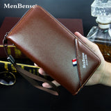 Men's Long Buckle Embossed Multi-Card Trifold Wallet Business