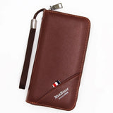 Men's Long Buckle Embossed Multi-Card Trifold Wallet Business