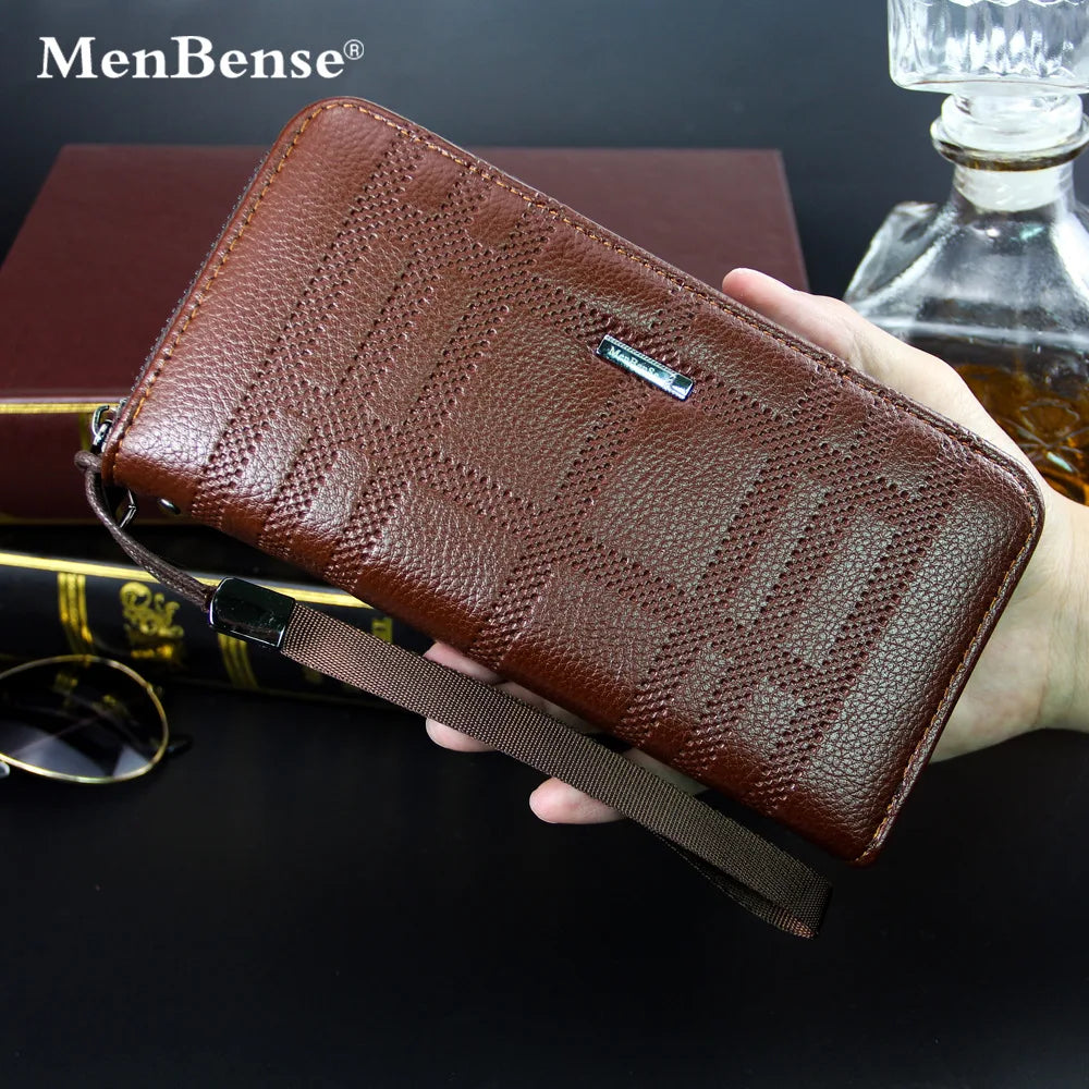 Men's Long Buckle Embossed Trifold Wallet Business