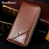 Men's Long Buckle Embossed Multi-Card Trifold Wallet Business