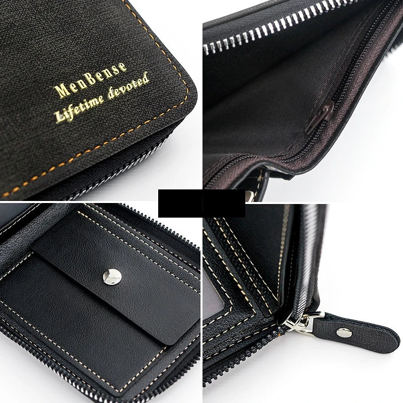 Men's PU Leather Wallet with Hinge Splicing Print Short Wallet