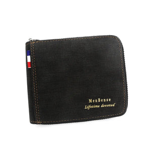 Men's PU Leather Wallet with Hinge Splicing Print Short Wallet