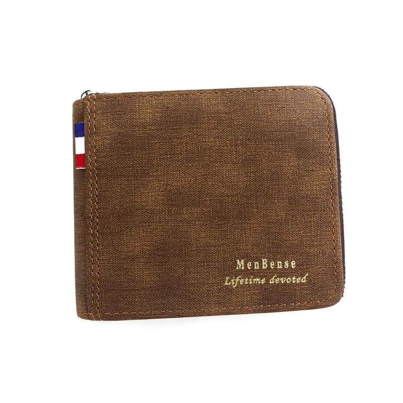 Men's PU Leather Wallet with Hinge Splicing Print Short Wallet