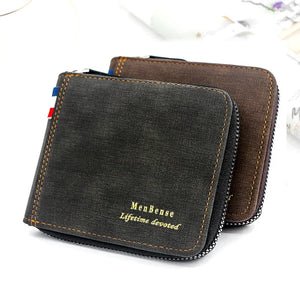 Men's PU Leather Wallet with Hinge Splicing Print Short Wallet