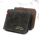 Men's PU Leather Wallet with Hinge Splicing Print Short Wallet