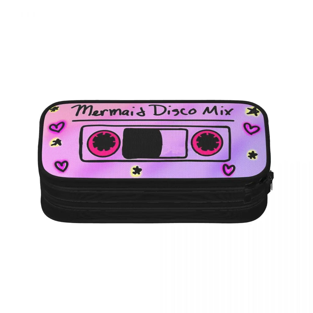 Mermaid Disco Pen Box Student School Anime Zipper Pen Bag