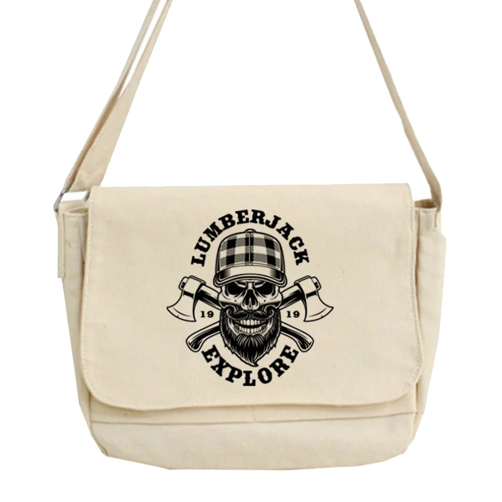 Japanese Tooling Messenger Bag Skull Pattern One-Shoulder Bag
