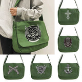Skull Pattern Messenger Bag Men's College Student Portable Leisure Bag