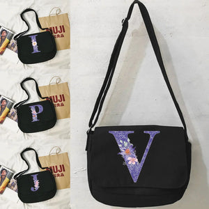 Fashionable Tooling Messenger Bag Purple Flower Pattern Bags