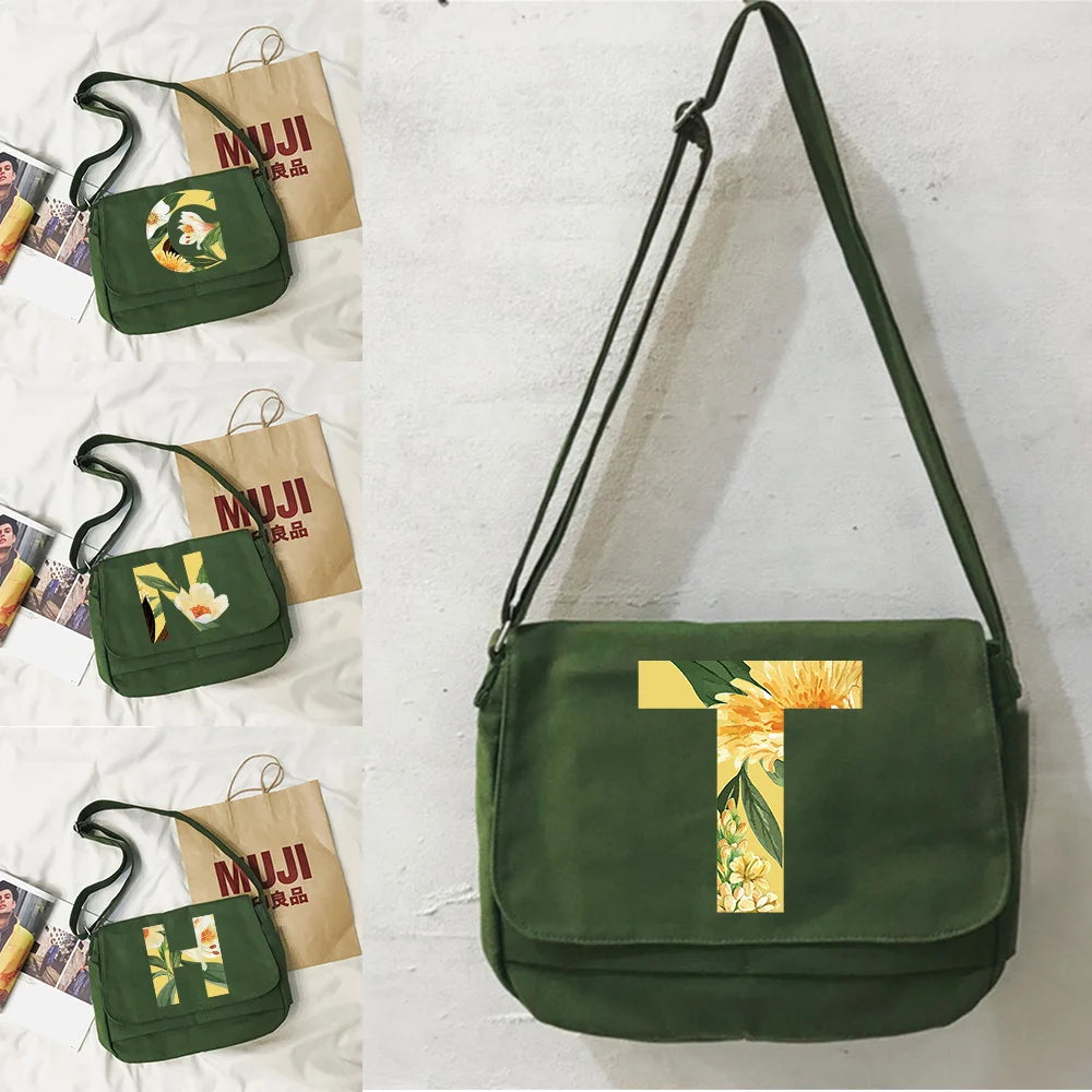 Japanese Floral Pattern Messenger Bag Large Capacity Shoulder Bag