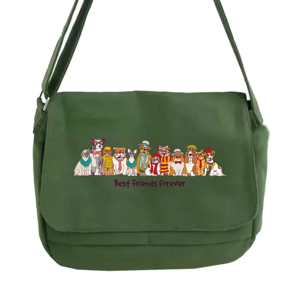 Japanese Dog Pattern Messenger Bag Multi-function Casual Shoulder Bag