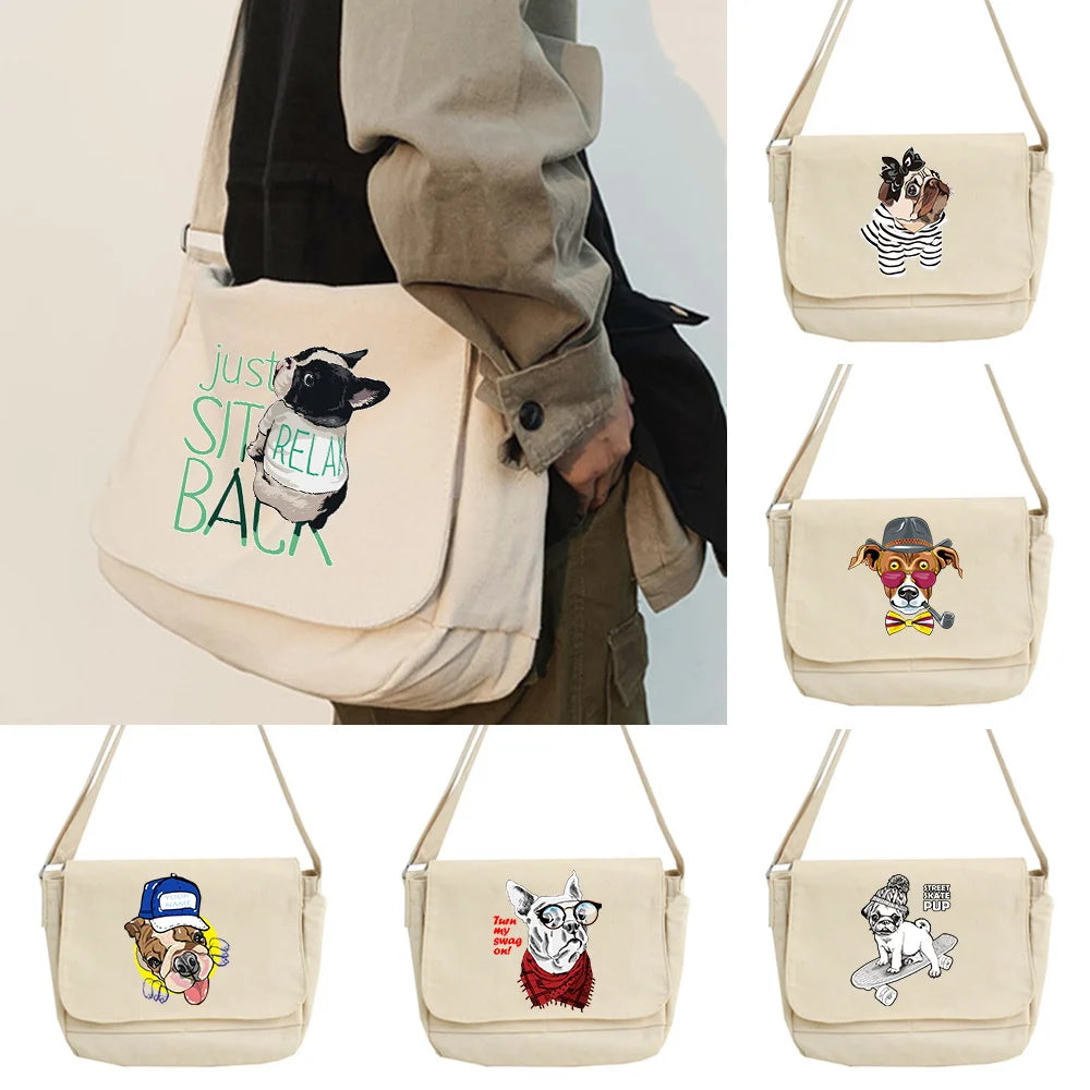 Japanese Dog Pattern Messenger Bag Harajuku College Style