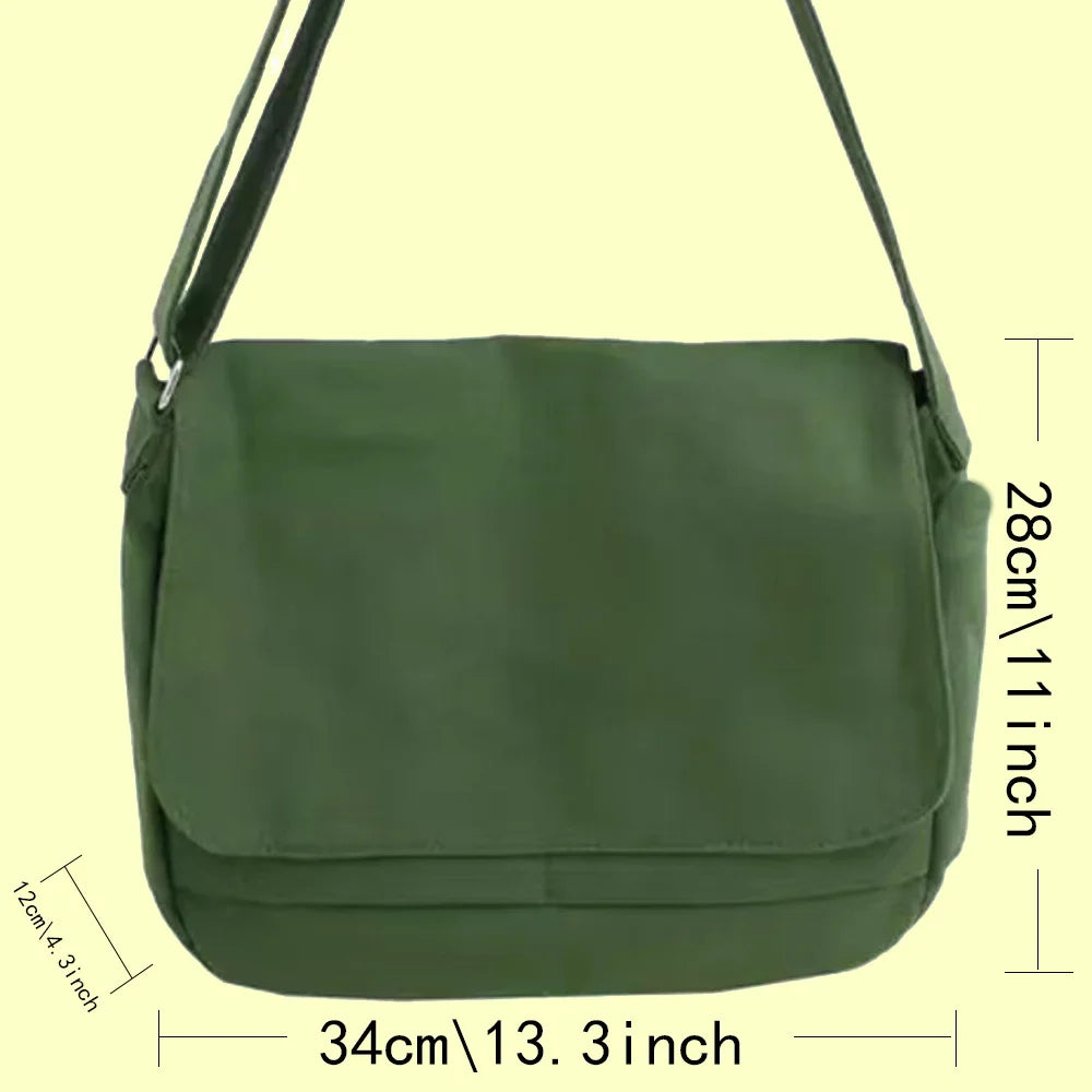 Japanese Bear Pattern Messenger Bag for College Students
