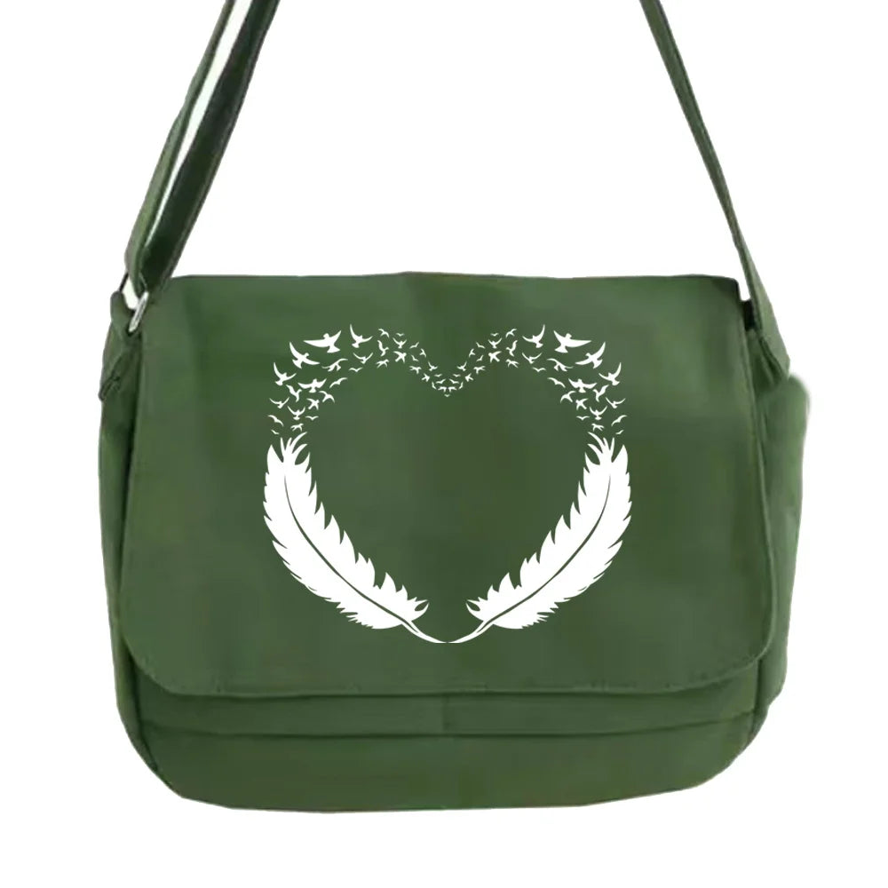 Japanese Multi-function Messenger Bag Feather Pattern Bags