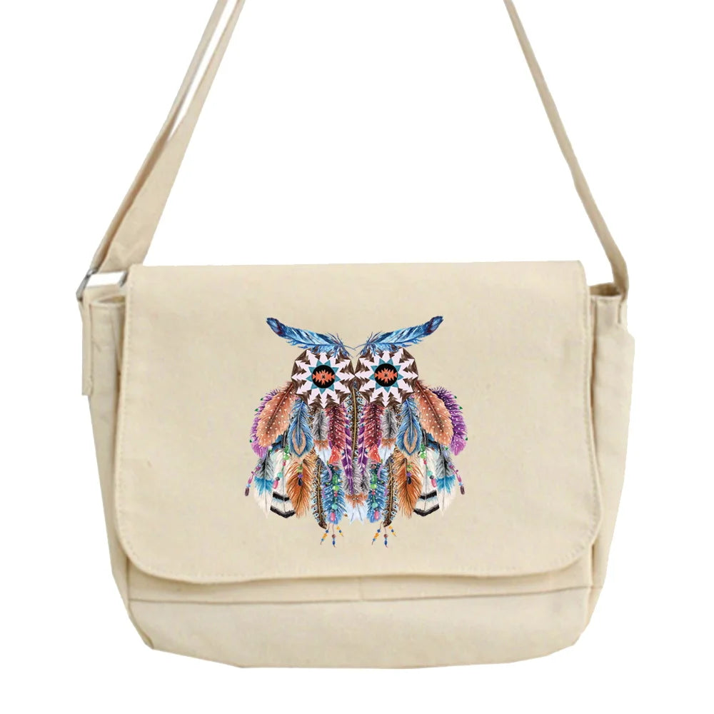 Japanese Harajuku Style Feather Pattern Messenger Bag