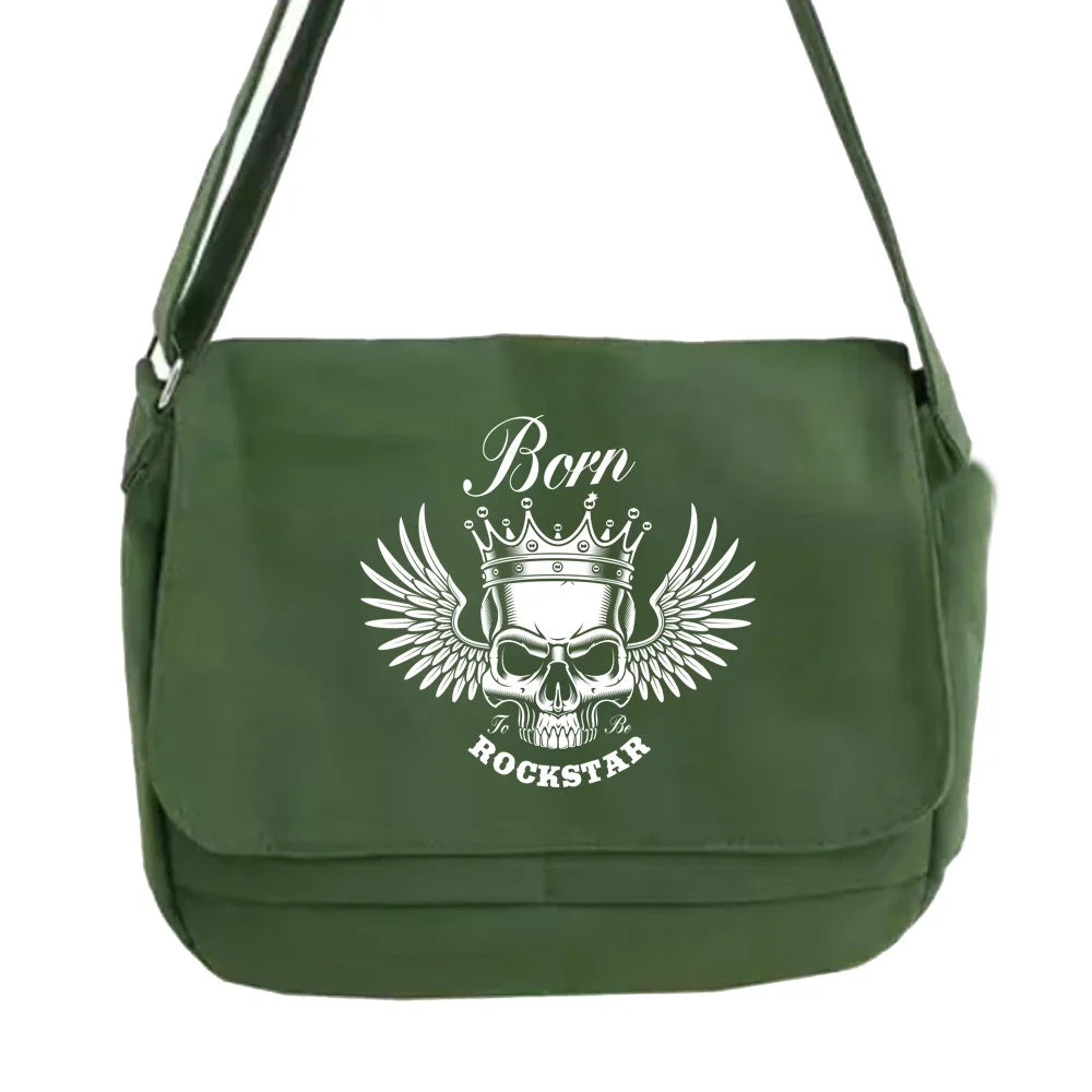 Skull Pattern Messenger Bag for Students