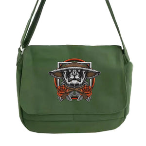 Samurai Pattern Messenger Bag College Student Currency Reflection