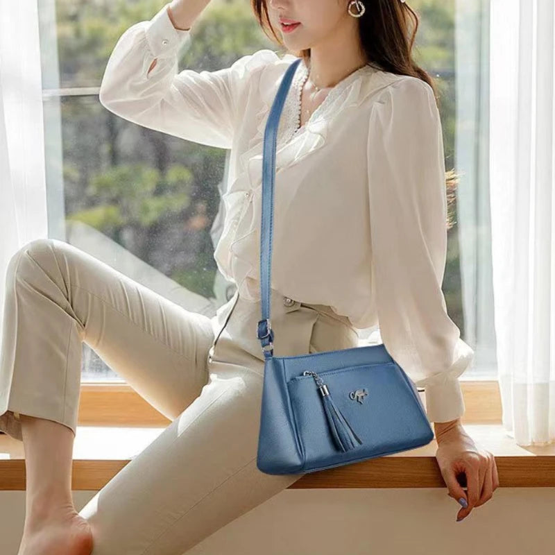 Small Crossbody Bag for Women 3-Layer Shoulder Messenger Bag PU Handbag