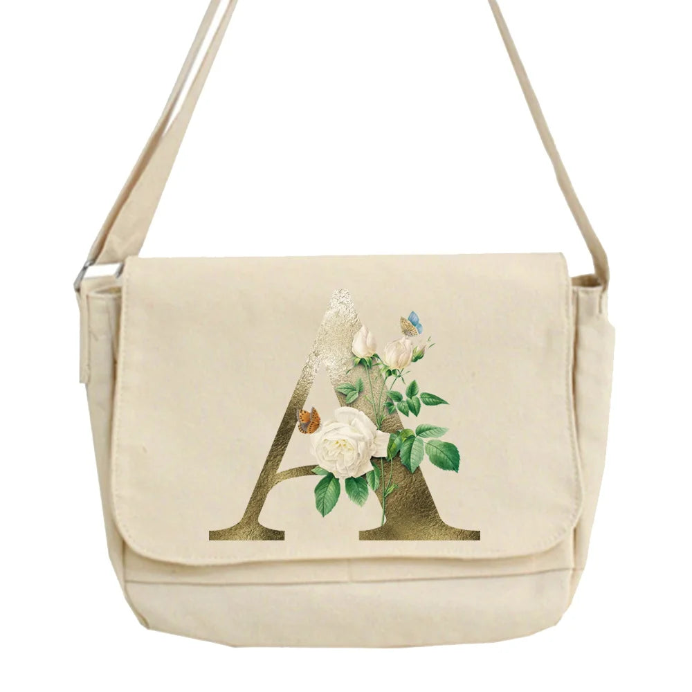 Harajuku Style Golden Flower Messenger Bag