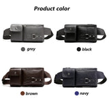 Mihaivin Casual Leather Waist Bag Men Fanny Pack Vintage Men's Leather Waist Bel