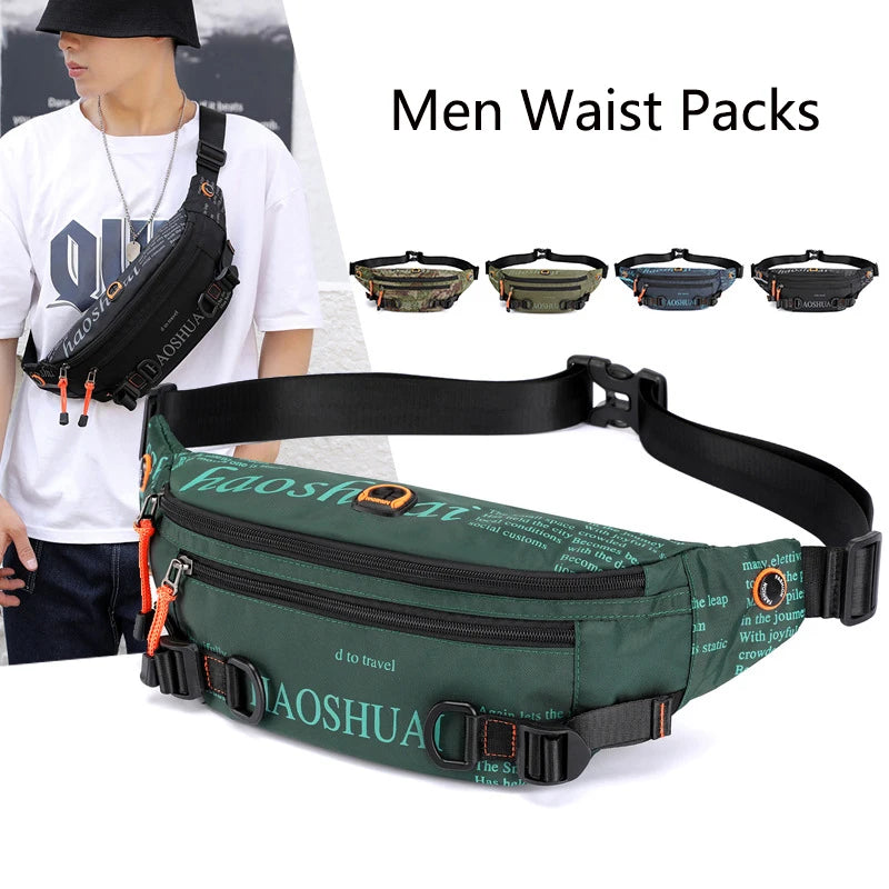 Men's Fanny Pack Shoulder Waist Bag Casual Nylon Pouch Bags Unisex Sports