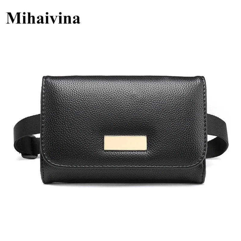 Casual Solid Women Waist Bag High Leather Belt Travel Pack Pouch Phone Bag