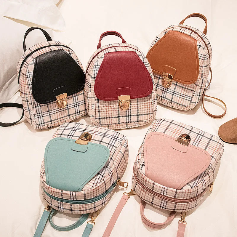 Plaid Mini Backpack Crossbody Bag for Girls  - Stylish and Convenient