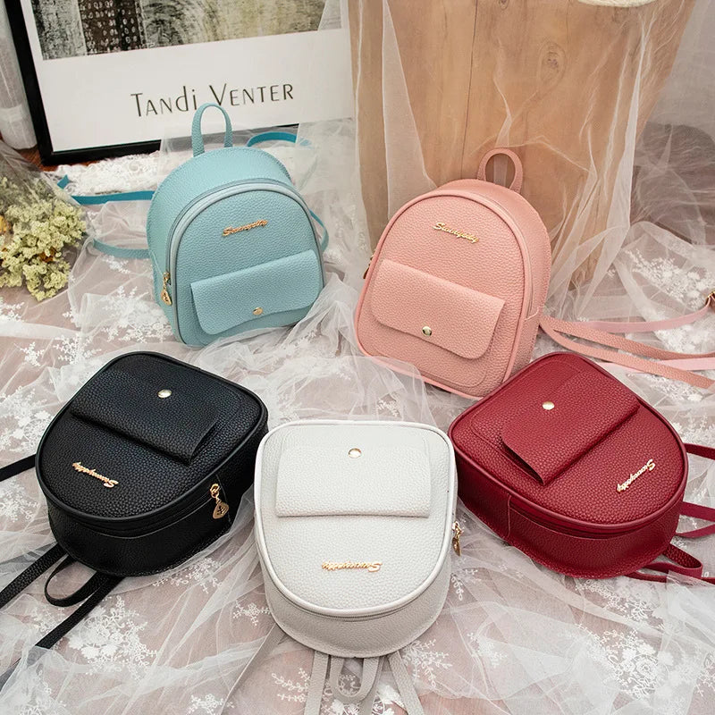 Mini PU Leather Backpack for Teenage Girls Kids