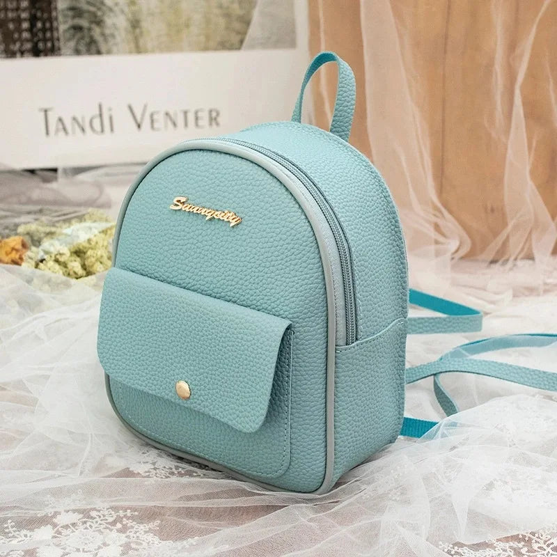 Mini PU Leather Backpack for Teenage Girls Kids
