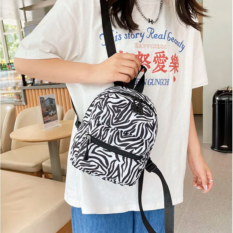 Women's Animal Print Mini Backpack School Bag Teen Girls Knapsack