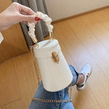 Casual Chain Handle Mini Bucket Bag | Women Small Shoulder Messenger Bag