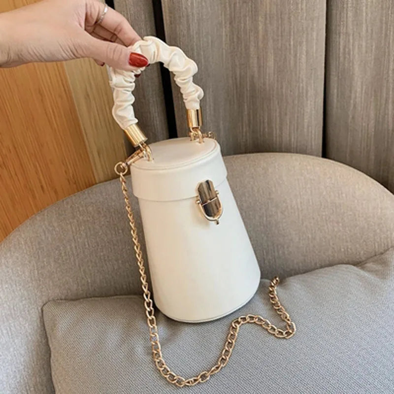 Casual Chain Handle Mini Bucket Bag | Women Small Shoulder Messenger Bag