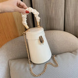 Casual Chain Handle Mini Bucket Bag | Women Small Shoulder Messenger Bag