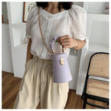 Casual Chain Handle Mini Bucket Bag | Women Small Shoulder Messenger Bag