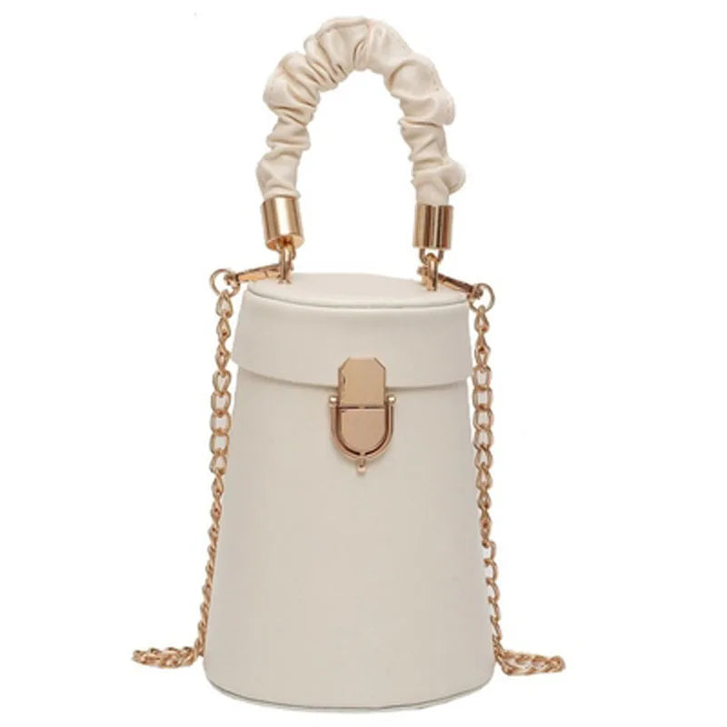 Casual Chain Handle Mini Bucket Bag | Women Small Shoulder Messenger Bag