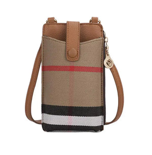 Casual Leather Phone Bag Plaid Messenger Bag Women Shoulder Crossbody Bag