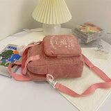 Cartoon Embroidered Mini Corduroy Shoulder Bag for Girls