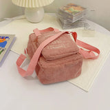 Cartoon Embroidered Mini Corduroy Shoulder Bag for Girls