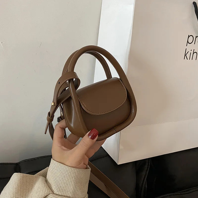 Solid Leather Crossbody Bag for Women Daily Girls Messenger Phone Bag