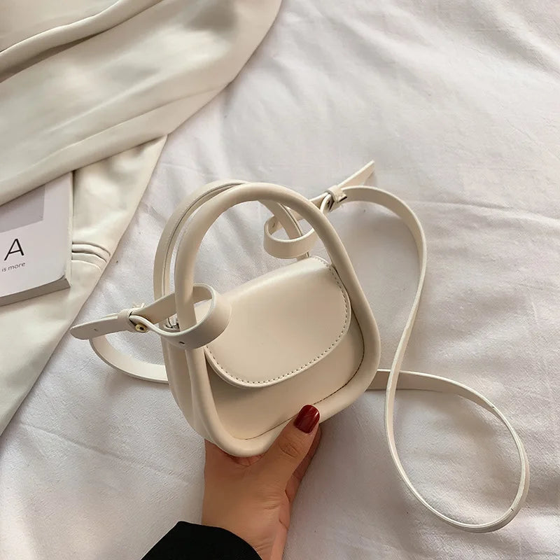 Solid Leather Crossbody Bag for Women Daily Girls Messenger Phone Bag