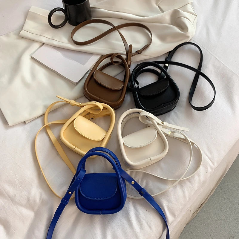 Solid Leather Crossbody Bag for Women Daily Girls Messenger Phone Bag