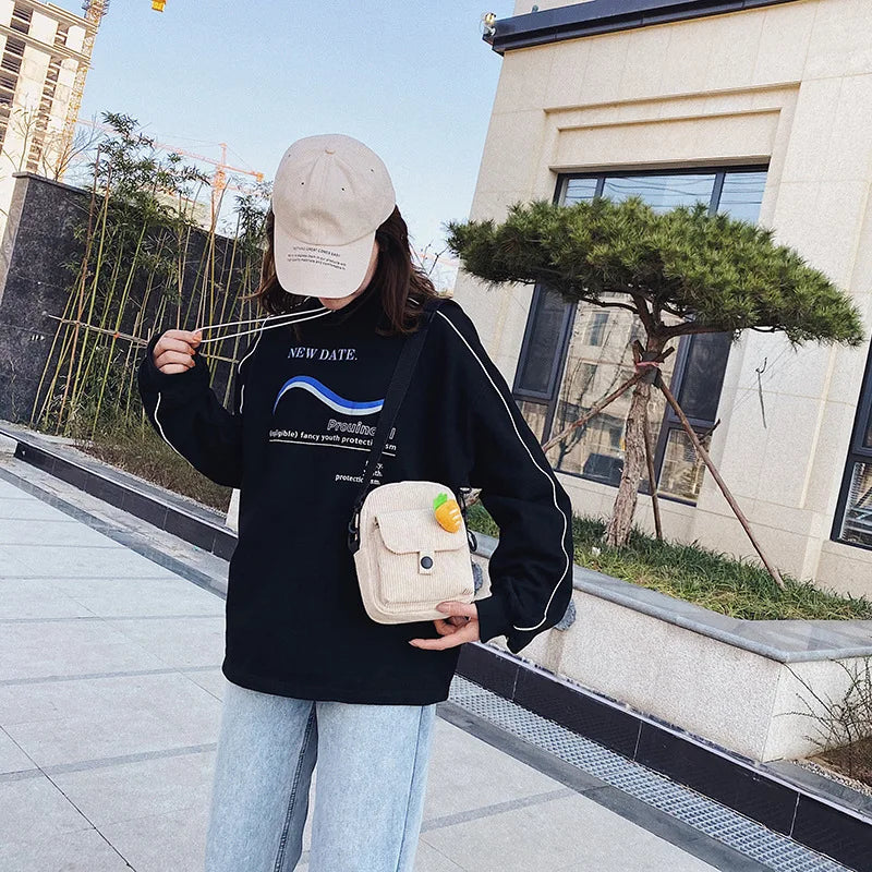 Canvas Mini Crossbody Bag for Women All-match Shoulder Square Bag