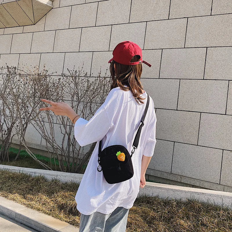 Canvas Mini Crossbody Bag for Women All-match Shoulder Square Bag