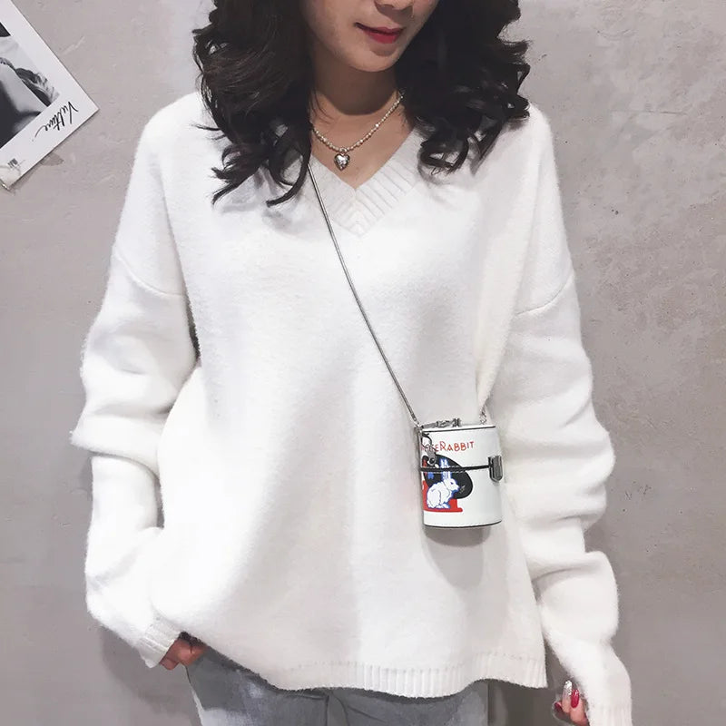 Cartoon Rabbit Print Shoulder Messenger Crossbody Bag with Chain Handbag