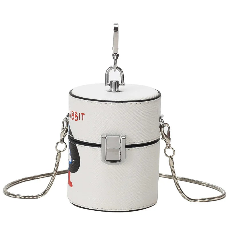 Cartoon Rabbit Print Shoulder Messenger Crossbody Bag with Chain Handbag