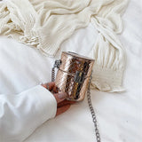 Patent Leather Mini Flap Cylinder Bag Chain Shoulder Messenger Bag