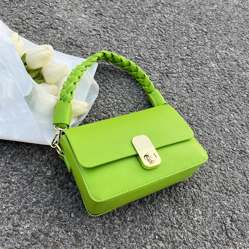 Hot Pink Leather Shoulder Bag for Women High Side Crossbody Phone Purse