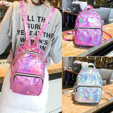 Silver Laser Backpack for Women Girls School Bag
